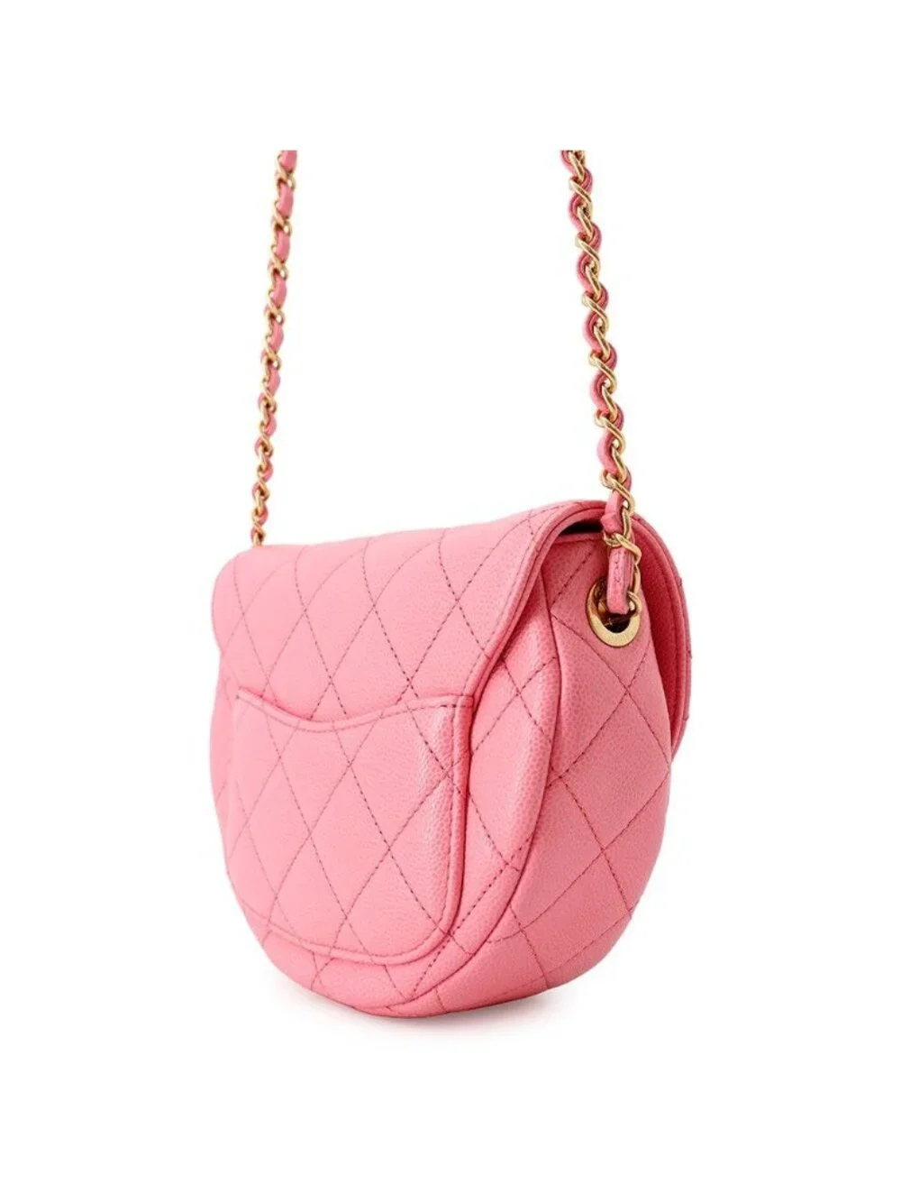 Chanel Chain Shoulder Bag Mini Messenger Quilted CC Logo Caviar Leather